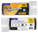 SACO DE LIXO REFORÇADO 50 LITROS PRETO (63X80 CM) - FARDO COM 10 ROLOS (30 UND POR ROLO)